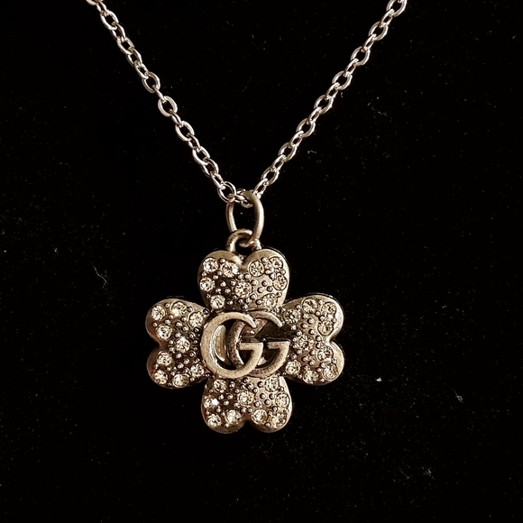 Upcycled Jewelry - Upcycled Designer Brand Gun Metal Pendant Necklace #4